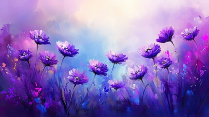 Wall Mural - Stunning purple flower blooms, filling the frame with vivid colors and a soft natural backdrop