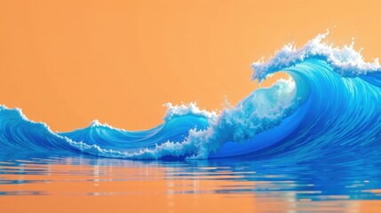 Sticker - Ocean Wave Crest in Warm Sunset Hues A Stunning Visual of Azure Waters and White Foam