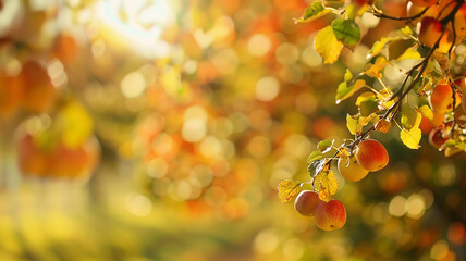 Wall Mural - autumn in the village, blurred backdrop, abstract background of bright autumn outside