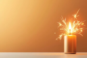 Aufkleber - A flat design of a single sparkler glowing brightly, with simple, clean lines and gradients to evoke a sense of thrill and celebration
