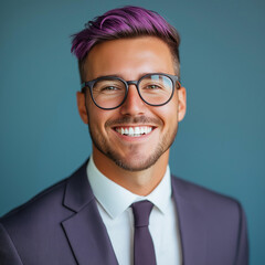 Portrait of a young man with glasses studio environment photography calm background close-up confidence and style