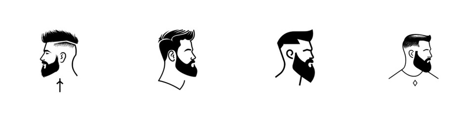 Hand-drawn minimalistic silhouette of a man with a beard