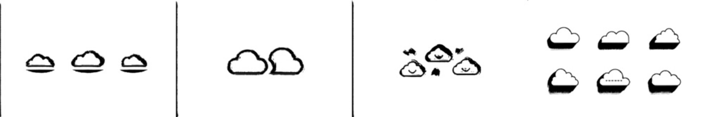 Wall Mural - abstract sun and clouds continuous line art drawing, representing cloudy weather