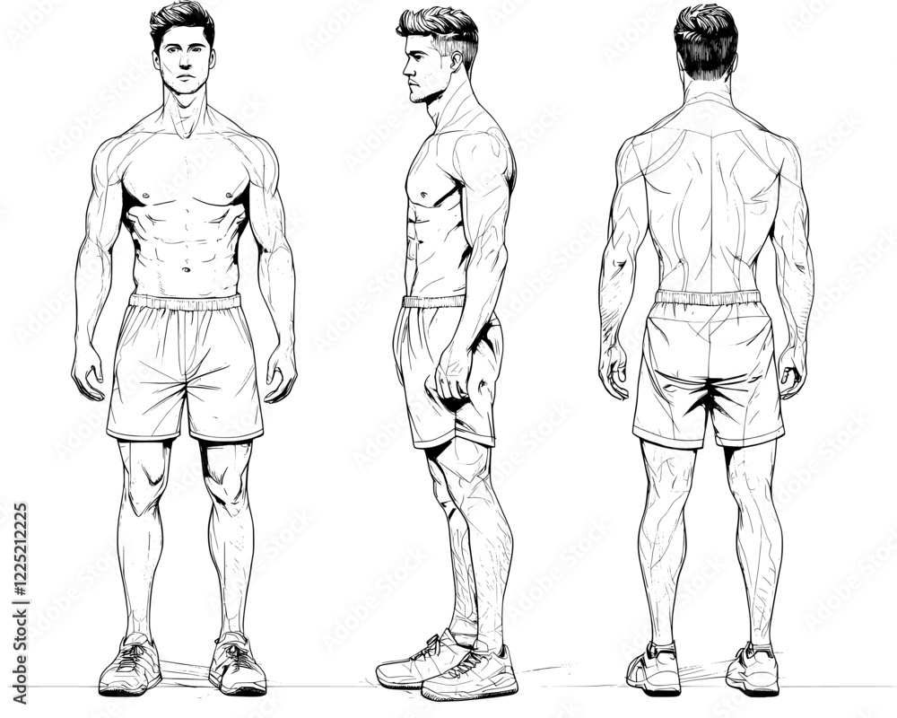 Fashion design template with a male body mannequin. Provides modern ...