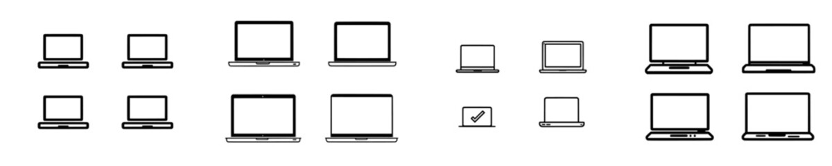 A collection featuring a laptop silhouette, an icon, and a modern illustration