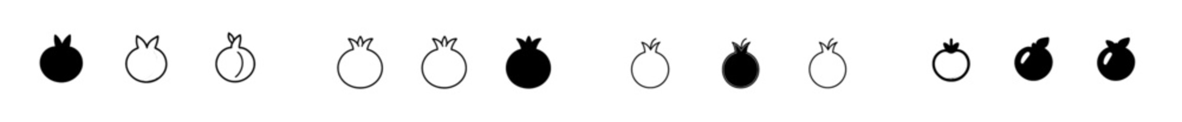 Modern illustration of a pomegranate, outlined as a silhouette on a white background