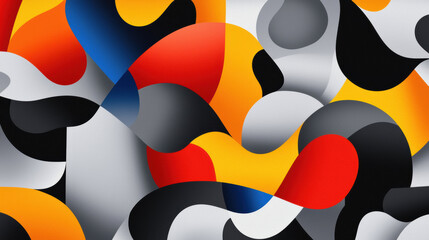 Leinwandbilder - Vibrant abstract design featuring colorful shapes in red, yellow, black, and gray. dynamic composition creates sense of movement and energy