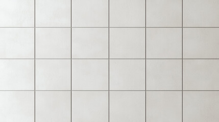 Aufkleber - Minimalist white tile wall with grid pattern, perfect for modern interiors