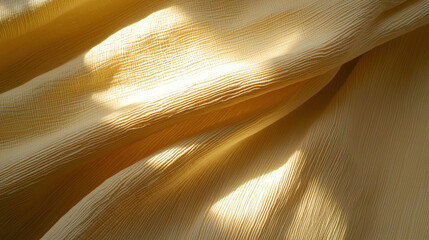 Fototapete - Soft yellow fabric with textured waves and gentle light play