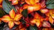 © ADD PHOTO - Vibrant and Lush Floral Bouquet with Radiant Orange and Red Blooms Against Textured Greenery Background