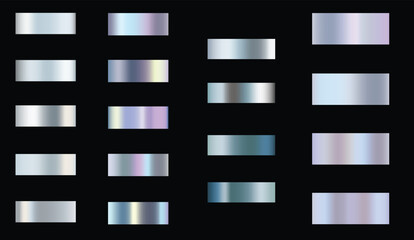 Wall Mural - Set of holographic foil texture background. Realistic holographic, gradient mesh. High resolution.