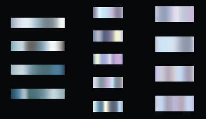 Wall Mural - Set of holographic foil texture background, holographic, gradient mesh. High resolution.