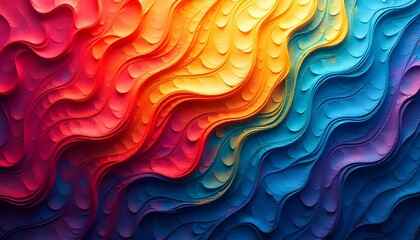 Leinwandbilder - A vibrant, multicolored abstract background featuring a dynamic pattern resembling feathers or scales, radiating energy and creativity through flowing textures and bold hues