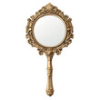 © Elena - decorative gold hand mirror with intricate carvings  isolated on transparent white background