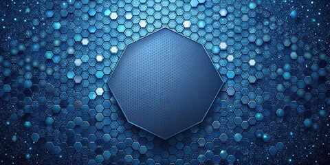 Wall Mural - Abstract Heptagon Shape on Blue Hexagon Pattern Background