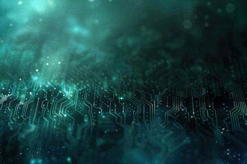 Mysterious technology background showcases glowing circuitry patterns with a blend of shades in a dimly lit environment, ideal for a modern website interface or digital application.