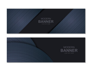 Wall Mural - Dark abstract wave line banner design