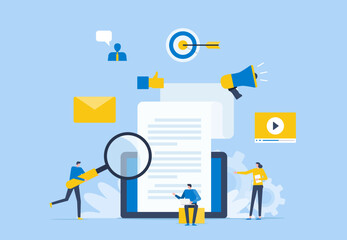 Aufkleber - business content marketing research design concept, flat vector  illustration 
