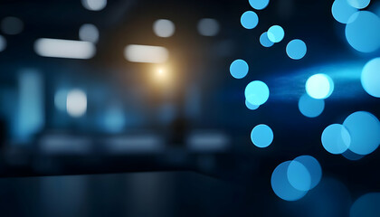 Wall Mural - abstract blue bokeh background with glowing lights, perfect for modern design and tech-related theme