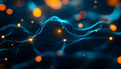 Wall Mural - abstract glowing lines and particles, creating a mesmerizing visual effect in a digital space.