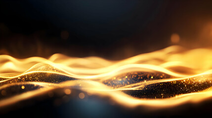 Canvas Print - abstract golden waves create a mesmerizing and dynamic visual effect, symbolizing energy and fluidit