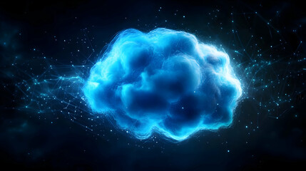 Wall Mural - abstract representation of a blue cloud with glowing elements, symbolizing creativity and imaginatio