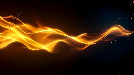 Wall Mural - abstract wave of orange flames against a dark background, ideal for creative designs and artistic pr