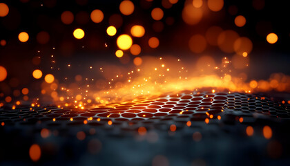 Wall Mural - an abstract representation of glowing particles over a textured surface, showcasing vibrant energy a