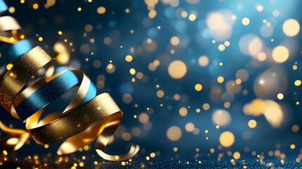 Canvas Print - a vibrant scene of golden ribbons and shimmering confetti, perfect for celebrations and festive mome