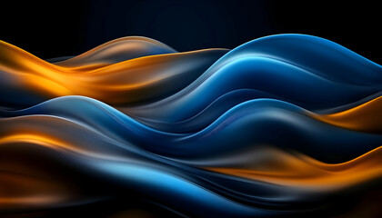 Canvas Print - dynamic waves of blue and orange create a mesmerizing visual flow, ideal for modern designs and back