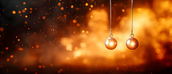 Canvas Print - stunning abstract image of glowing abstract spheres against a fiery background, creating a mesmerizi