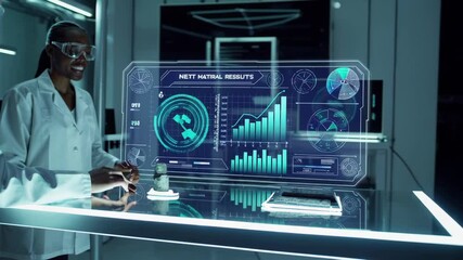 Leinwandbilder - Scientists analyze data in a high-tech lab setting focused on material research and innovation
