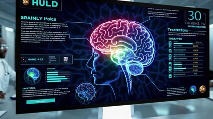 Poster - Medical team analyzes patient brain scans in advanced laboratory setting during collaborative discussion