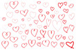 © Monika Jurczyk - Hand drawn red heart doodles on white background. Romantic Valentine's Day pattern with various sketchy heart shapes. Love, wedding, and romantic design elements. Seamless vector illustration for card