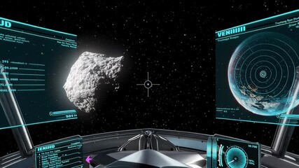 Aufkleber - Exploring an asteroid from the cockpit of a spacecraft in deep space mission