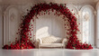 © Nadia - Elegant Romantic Wedding Archway with Red Roses and White Sofa