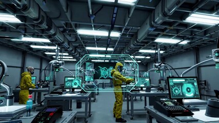 Leinwandbilder - Researchers conduct experiments in a high-tech laboratory during a late-night session to improve advanced technology