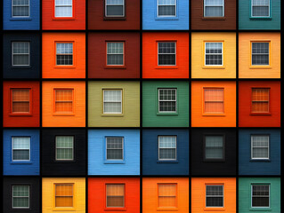 Sticker - Colorful Windows Building Illustration