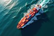 © SimpleDesignStudio - Aerial View of a Large Container Ship Navigating Through Vibrant Waters, Loaded with Colorful Cargo Containers Against a Backdrop of Blue Ocean Waves