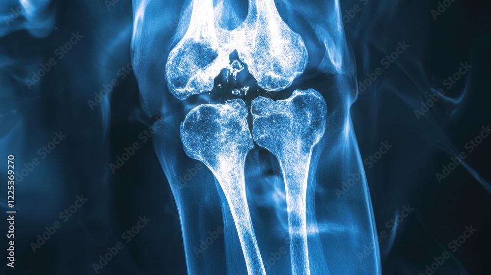 Detailed X Ray Image of Knee Joint Showing Skeletal Structure and ...