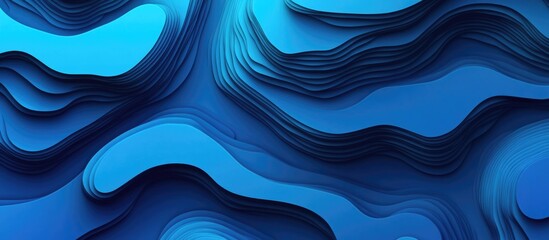 Wall Mural - Gradient Blue Abstract Background Featuring Layers of Blue and Black Waves with Ample Copyspace for Text Placement in a Modern Design Aesthetic.