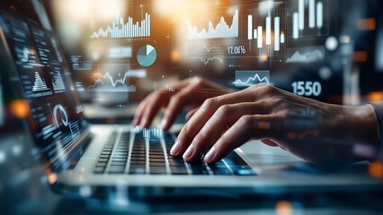 Wall Mural - business and finance planning data analysis, innovative investment strategies, and digital technolog