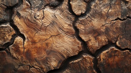 Canvas Print - Richly textured rustic hardwood background featuring deep cracks and warm brown tones, ideal for organic and nature-themed concepts.