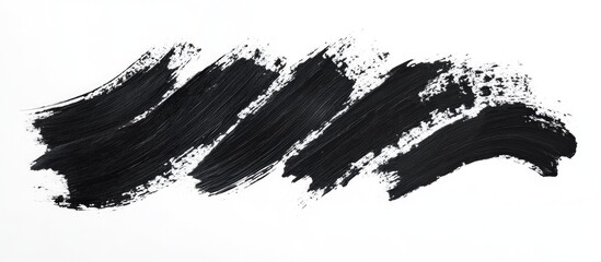 Wall Mural - Abstract black brush strokes on white background creating artistic textures with blank space for text, minimalistic design concept, modern art backdrop.