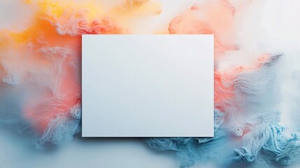 Aufkleber - White blank horizontal paper surrounded by colorful smoke pattern