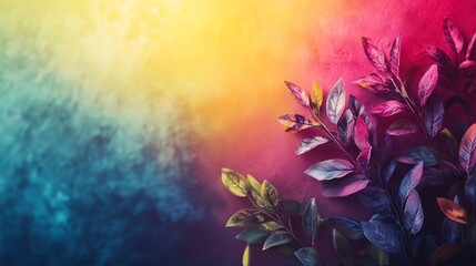Aufkleber - Colorful leaves creating stunning visual contrast on gradient background