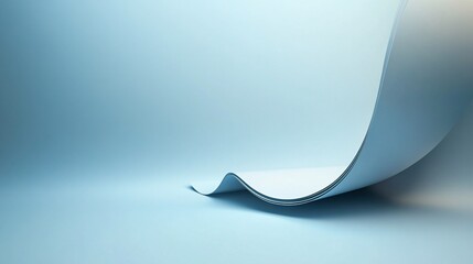 Aufkleber - White sheet of paper bending and curling on a blue studio background