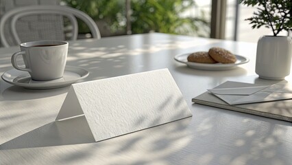 Table White Paper Card Horizontal. 