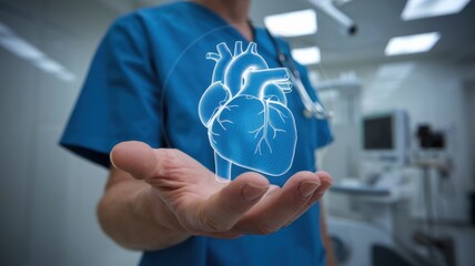 Surgeon displays a three dimensional heart model