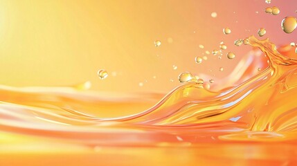 Aufkleber - Golden liquid splashing and forming a wave with bubbles